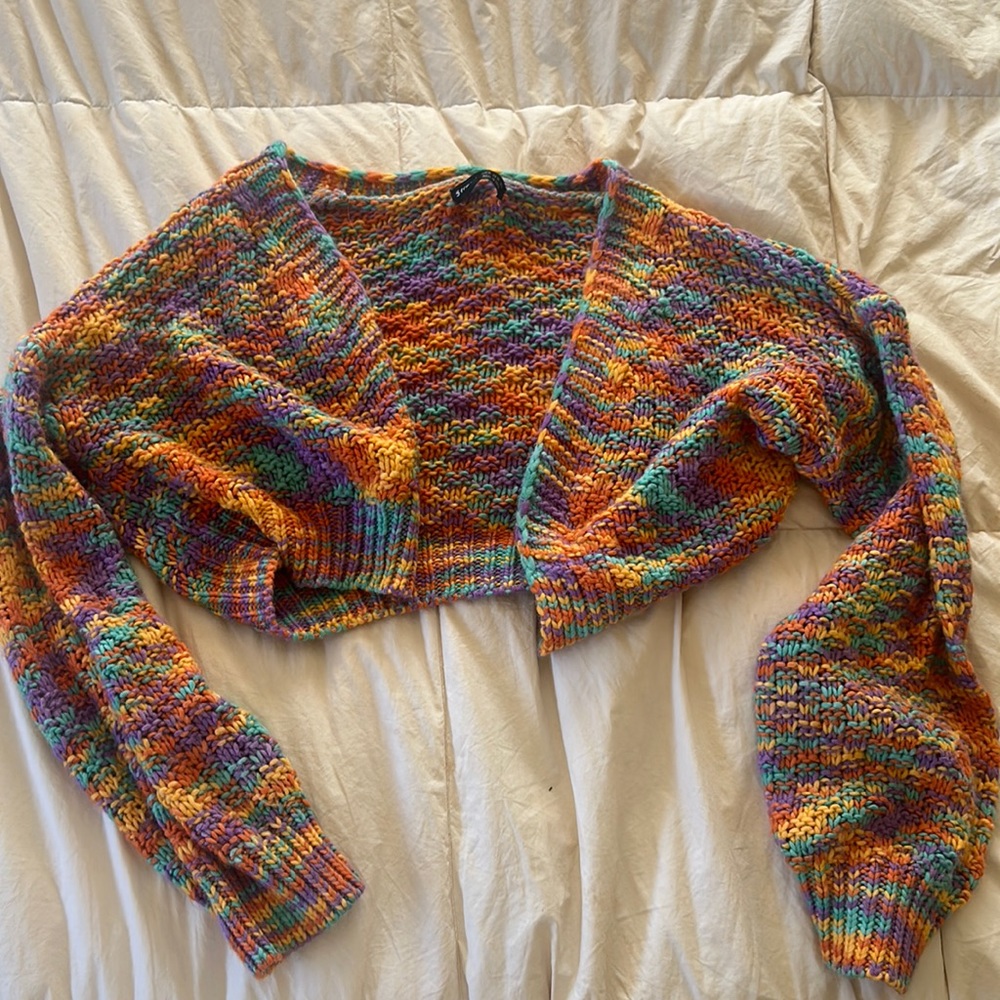 RAINBOW crochet crop sweater